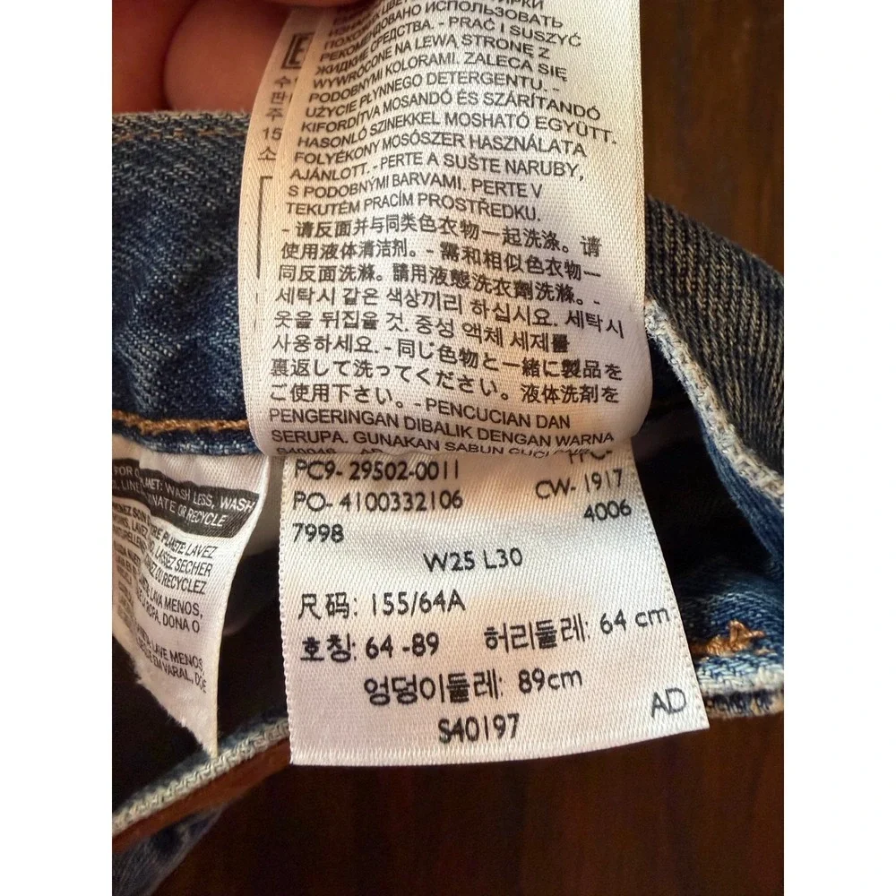 Levi's 501 Skinny Jeans Womens 25x30 Blue Excellent Selvedge Detail Button Fly - Picture 7 of 9